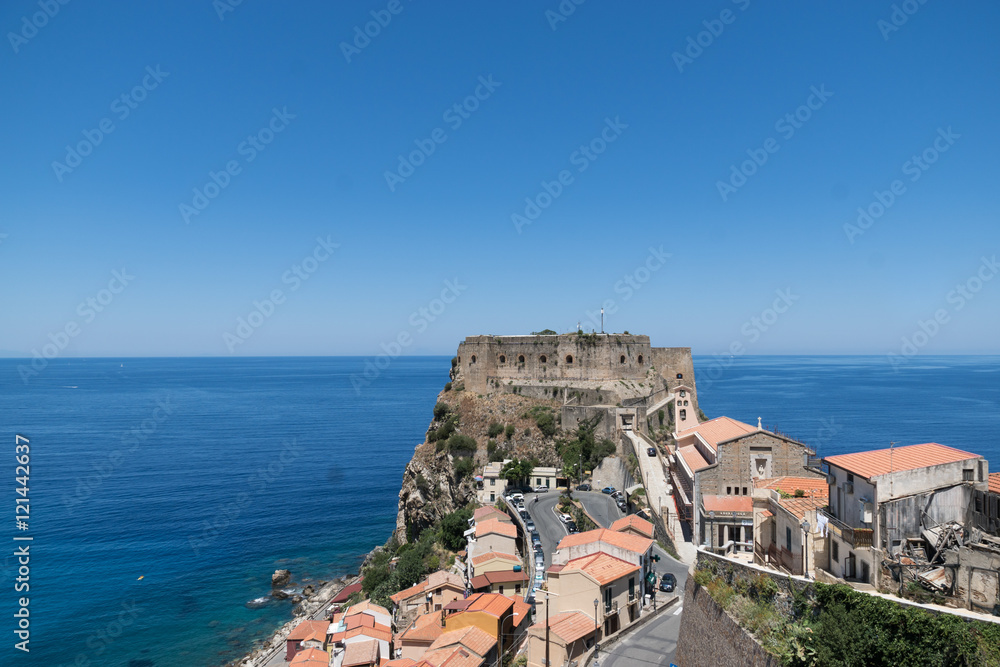 View over Scilla with Castello Ruffo, Calabria, Italy
