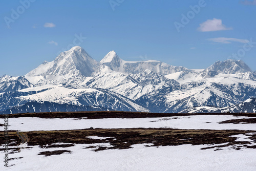 mountains snow peak top sky