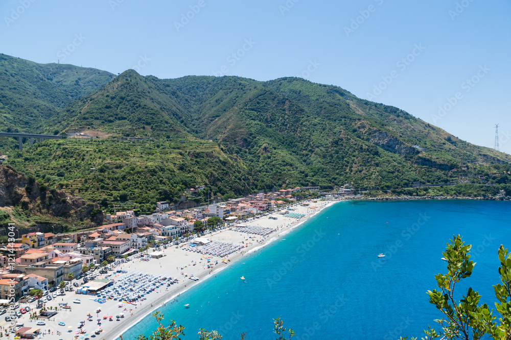 View on Scilla beach in Calabria, southern Italy