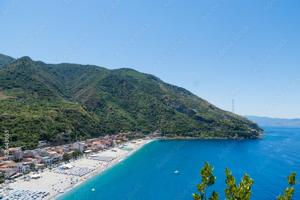 View on Scilla beach in Calabria, southern Italy