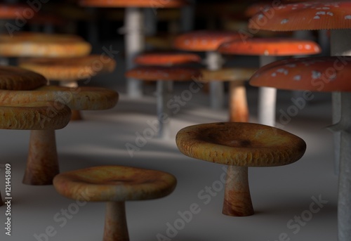 amanita muscaria and paxil mushroom set 3d illustration photo