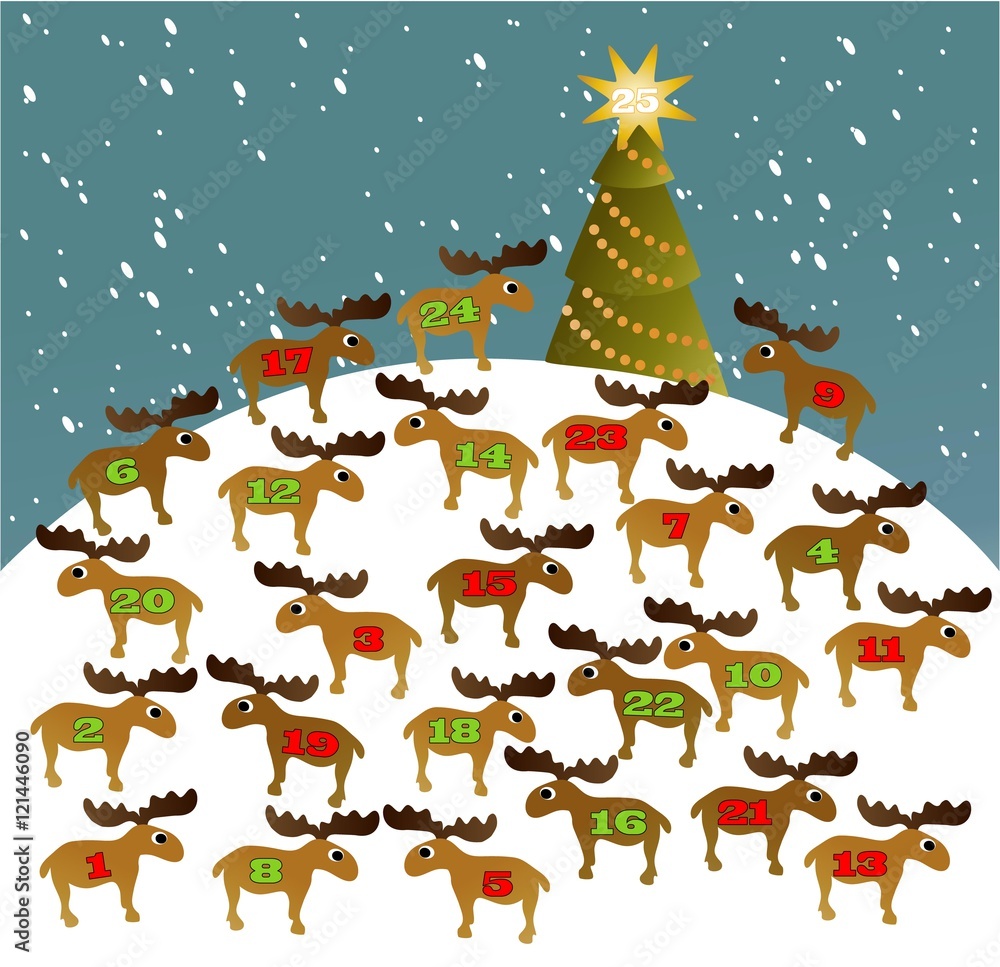 Funny Advent Calendar with reindeer 