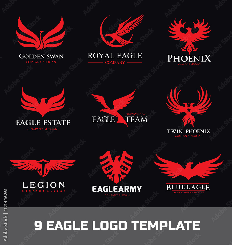 Fototapeta premium Eagle Logo set,Animal logo collection,bird logo,Phoenix logo,Vector Logo template 
