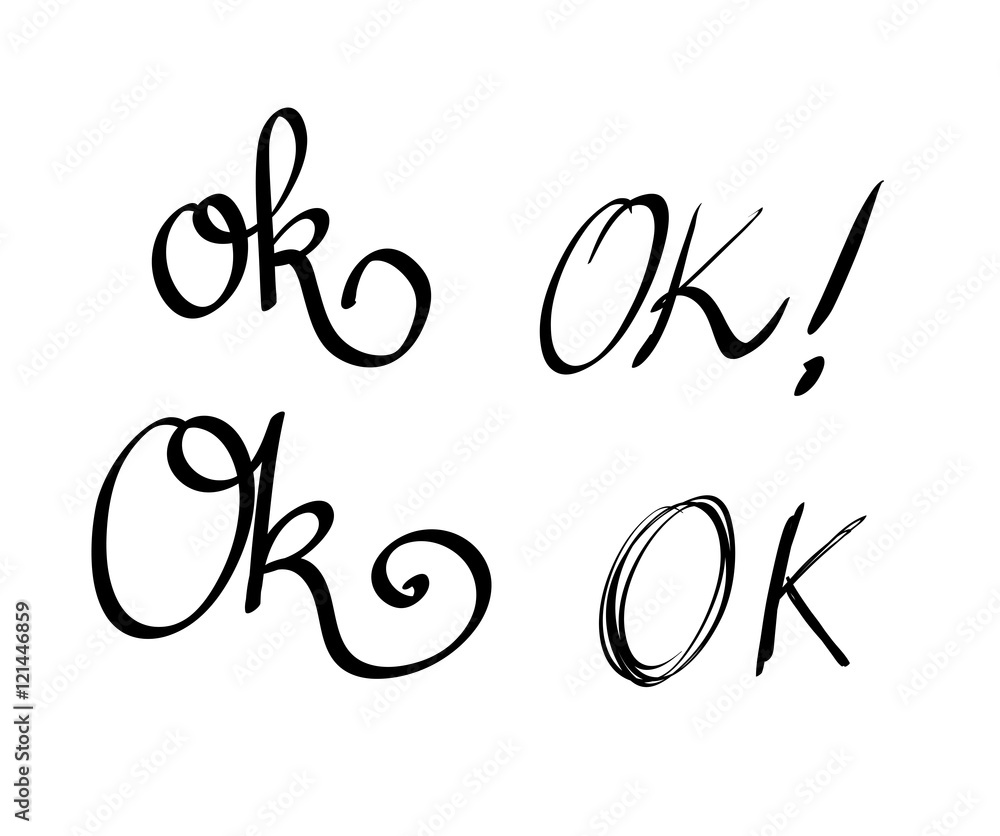 Ok calligraphic vector set Ok calligraphic vector set