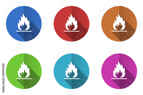 Flat design vector icons. Colorful web buttons set. 