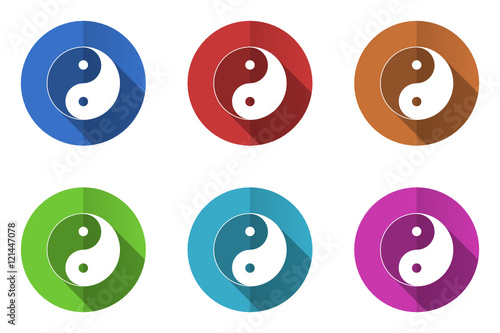 Flat design vector icons. Colorful web buttons set.
