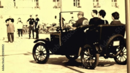 Driving a city street with a Ford model T 1921 photo