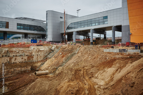 Photography build a big pit near airport in moscow