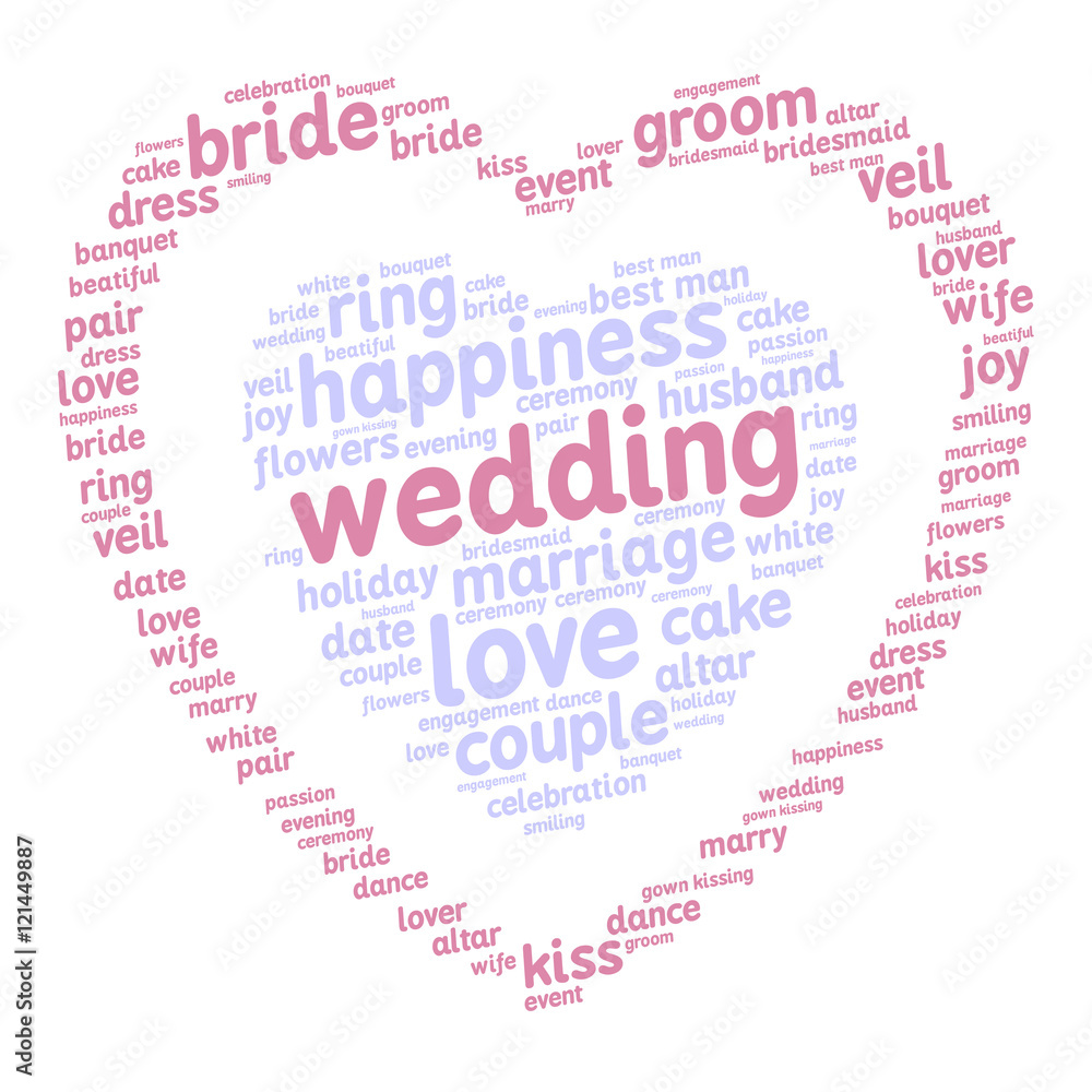 Wedding word cloud in shape of heart Wedding word cloud in shape of heart