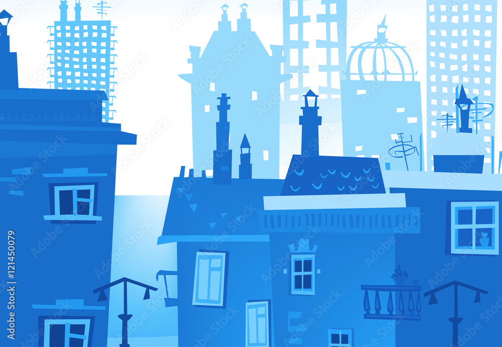 Obraz premium City background made of different building silhouettes
