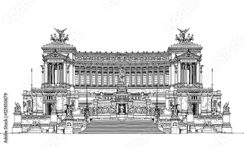  Altar of the Fatherland (Altare della Patria) 1925. Piazza Venezia. Vittorio Emanuele II in Rome, Italy. Sketch collection photo