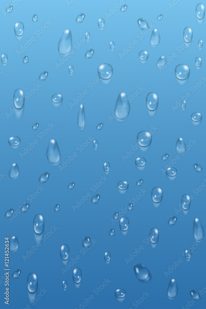 Blue transparent water drops vector background Blue transparent water drops vector background