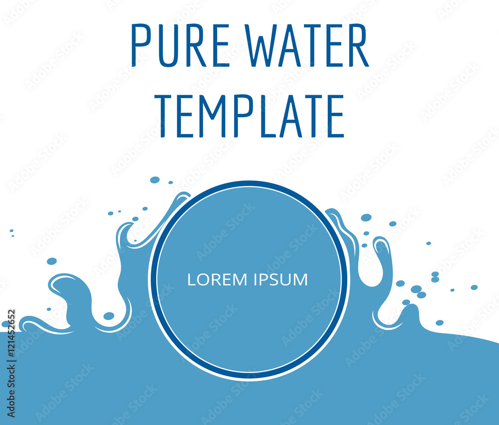 Pure water vector template in blue and white