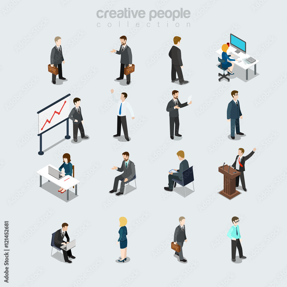 Isometric flat Business people 3d vector illustration