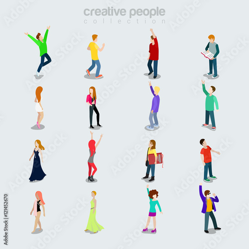 Flat Young people isolated vector illustration Society concept