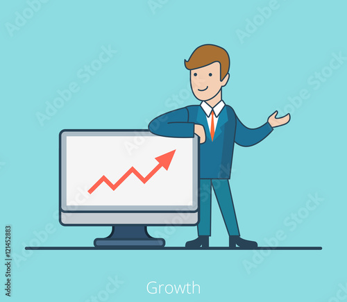 Linear Flat Growth business man monitor graphic vector Business