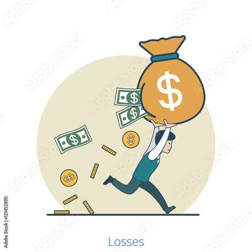 Linear Flat Losses Business man money bag vector illustration