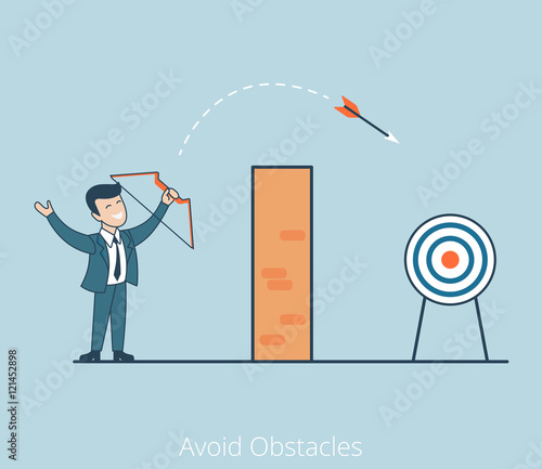 Linear Flat Avoid Obstacles business man arrow wall vector