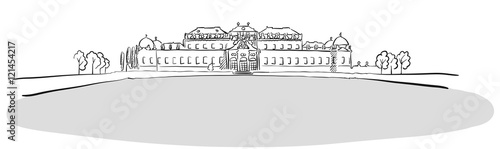 Residence Belvedere Vienna, Austria, Famous Landmark Sketch