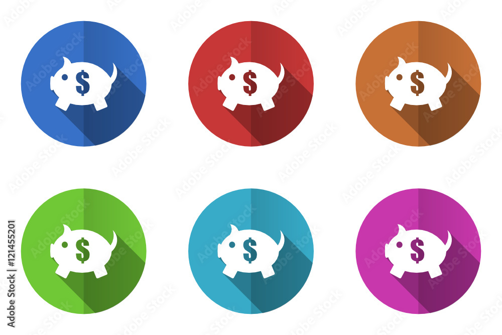 Obraz premium Flat design vector icons. Colorful web buttons set.