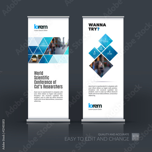 Vector set of modern roll Up Banner stand design with abstract b