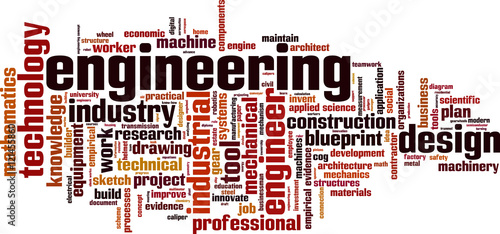 Engineering word cloud concept. Vector illustration