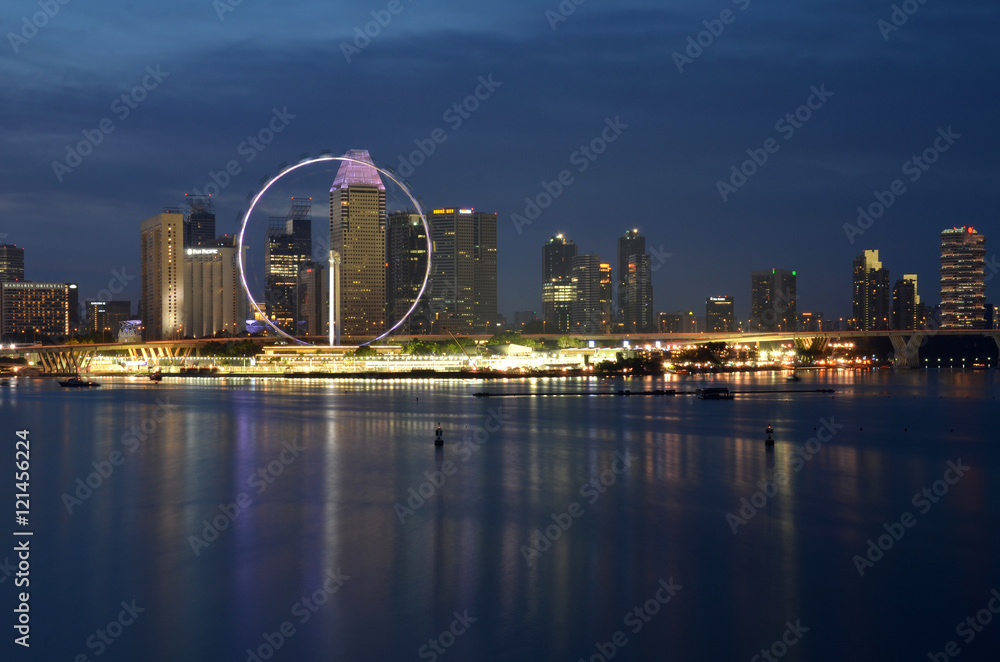 Naklejka premium Singapore cityscape during sunset