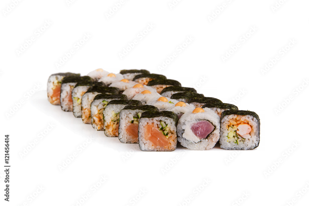 Sushi on a white background. Stock image. Sushi on a white background. Stock image.
