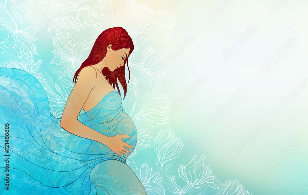 Portrait of a beautiful pregnant woman in flowers Portrait of a beautiful pregnant woman in flowers