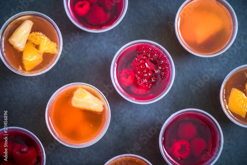 homemade fruit jelly in plastic cups