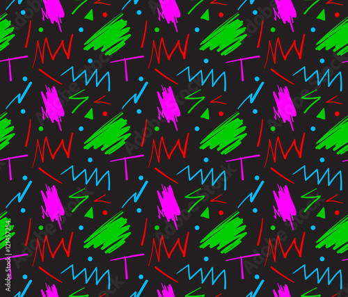 Seamless hand drawn pattern in fun retro style. Vector illustration