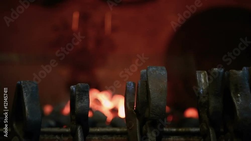 fire and hot coals in the fireplace