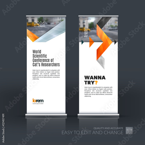 Vector set of modern roll up banner stand design with blue green