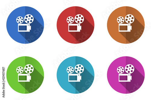 Flat design vector icons. Colorful web buttons set.