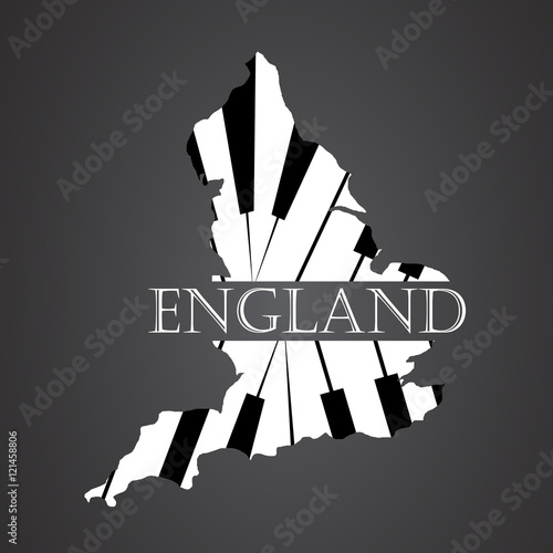 england map logo made from piano photo