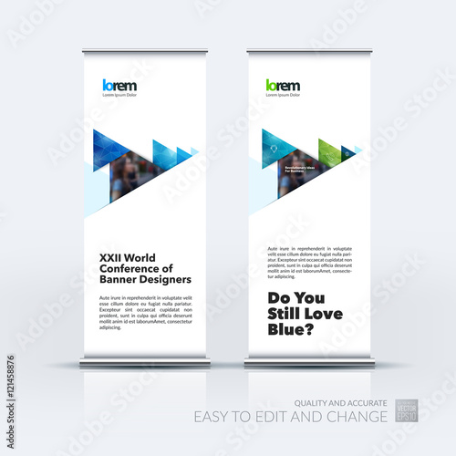 Vector set of modern roll up banner stand design with orange mov