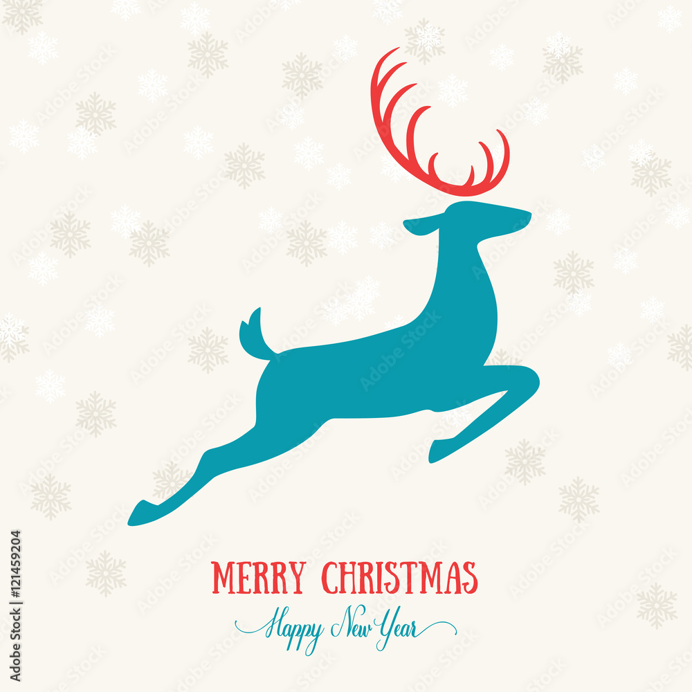 Merry Christmas card decoration with animal. Happy New Year elem Merry Christmas card decoration with animal. Happy New Year elem