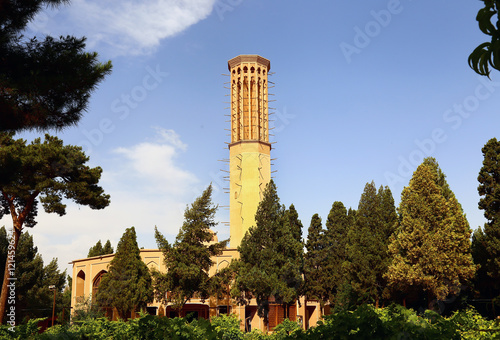 With 34 meters the highest Windtower or Badgir in Yazd, in Dolatabad-Garden, Iran photo