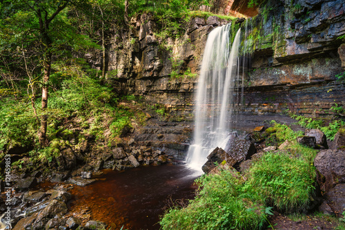 Waterfall at Ashgill, where the Ash Gill flows   just before it enters the River South Tyne, near its source on Alston Moor, in the North Pennines