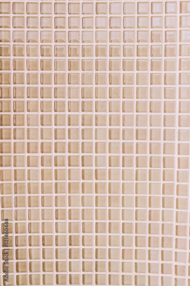 Mosaic tile on bathroom wall with warn white light effect Mosaic tile on bathroom wall with warn white light effect