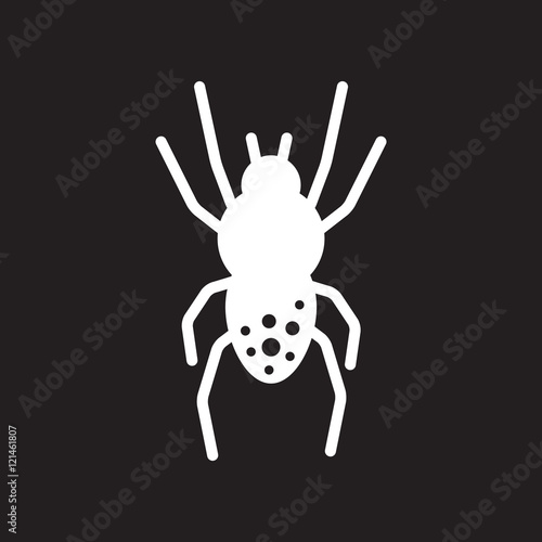 flat icon in black and white style spider insect 