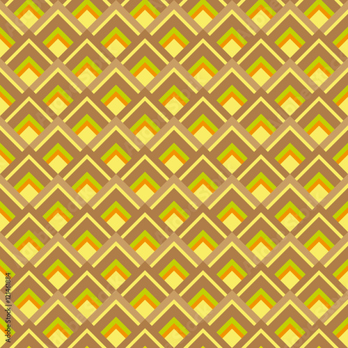 Fun vintage pattern with yellow brown green and orange diamonds 