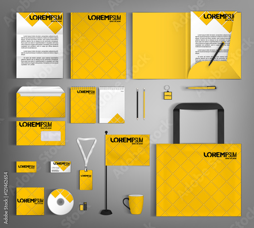 Corporate Identity. Set with yellow design.