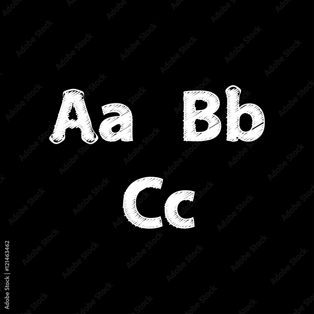 Vector alphabet. Hand drawn letters. Painted Alphabet. Vector