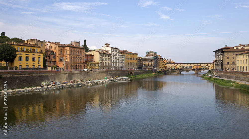 Morning view of Arno river in Florence, Italy