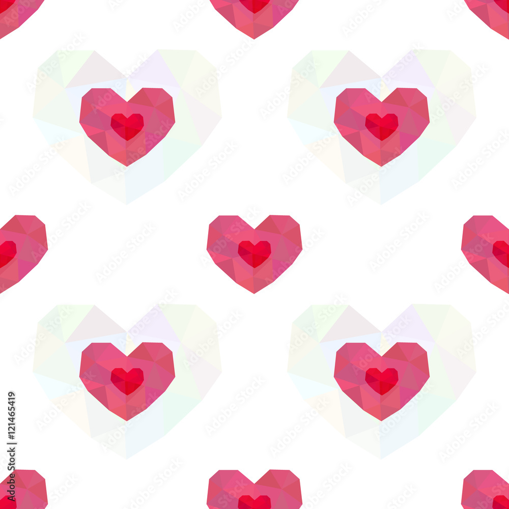 Seamless pattern of pink hearts. Valentines day background