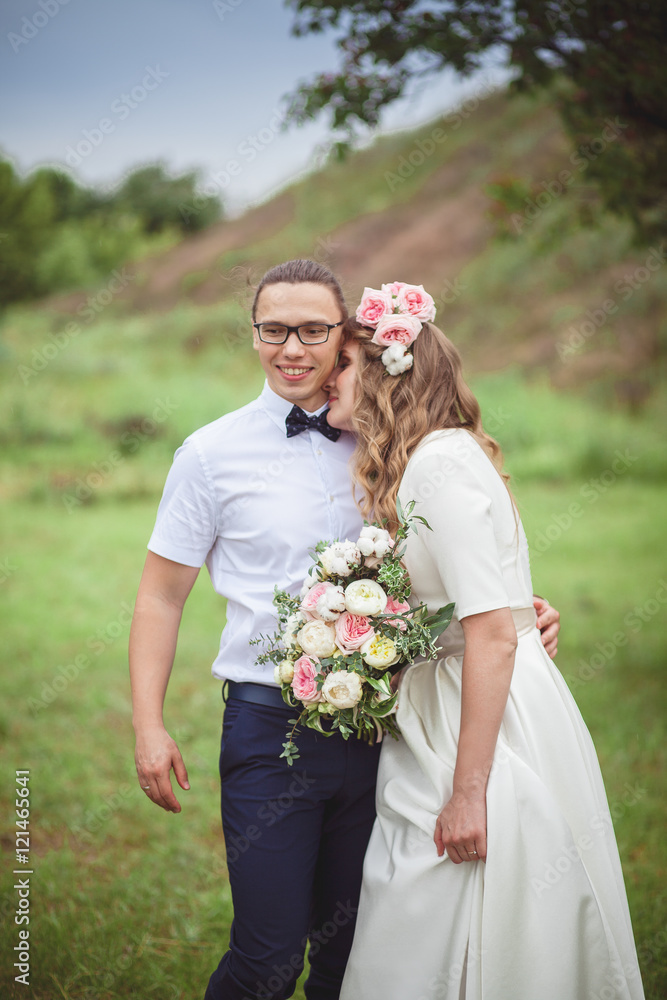 Bride and Groom on spring nature Bride and Groom on spring nature
