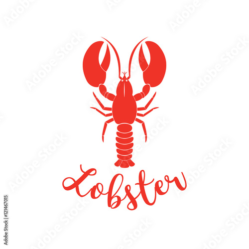 Seafood restaurant logo template with lobster on white background