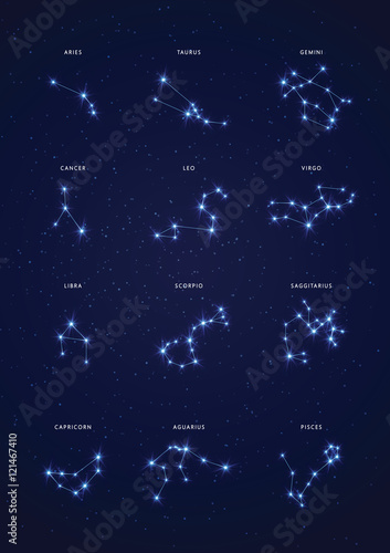 Zodiac constellations vector set