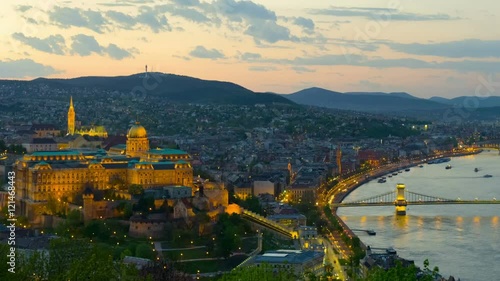 Cityscape of Budapest at sunset time